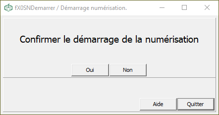 Fenêtre de confirmation du démarrage de la numérisation